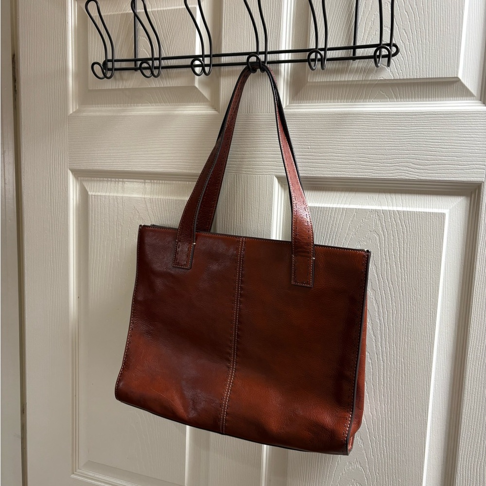Fossil leather tote shoulder bag